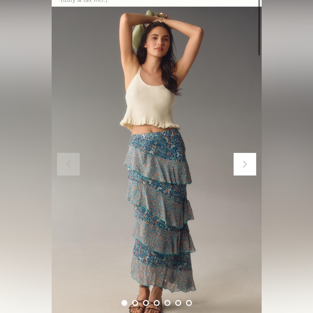 Anthropologie Ruffle Flounce Maxi Skirt in Large